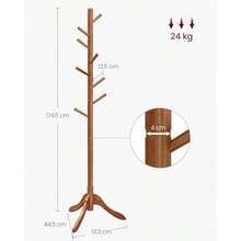 VASAGLE Percero de Madera Maciza 3 uras Ajustab 51 1 x 44 3 x 177  Ropa Sero Salón Dormito Oficina Nogal Oscuro MRCR01WNV2 - Bastante oscuro - Ver 6