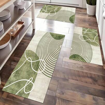 Minimalist Sage Green Geometric 3Pcs Floor Mat Set, Non-Slip Washable Kitchen Rugs, Modern Abstract Line Art Home Decor Accent Carpet For Entryway Hallway Bathroom Living Room, Boho Chic Floor Rug Set,Kitchen Mat Set 2D Flat Local Printed Kitchen Floor Mat Entrance Door Mat Bathroom Mat, Kitchen Carpets, Laundry Room Decorations, Balcony Carpets, Comfortable Standing Mat Home Decorations Gift Non-Slip,Party Daily Anniversary Party Valentine's Day Wedding Anniversary Easter Mother's Day Graduation Father's Day Birthdays Anniversaries Thanksgiving, Christmas, Halloween, New Year's Mat Indoor/Outdoor Use, Durable Polyester, Festive Home Accent, Bathroom Entrance Mat
