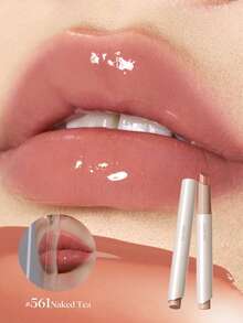 JOOCYEE GLOSSY ROUGE 2.0 MISE À NIVEAU Maquillage radieux à l'aspect miroir résistant au transfert, brillant à lèvres non collant et hydratant, look naturel sans maquillage, longue tenue, anti-taches - #561Naked Tea - Voir 2