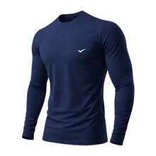 Thermal Shirt Second Skin T-Shirt UV Protection Compression Cold Heat Men's Blouse - Màu xanh hải quân - Xem 2