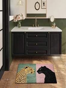 1pc Leopard Print Bath Mat, Soft & Comfortable, Suitable For Kitchen, Bathroom, Shower, Entryway, Home Holiday Decor, Can Be Used As Gift, Christmas Decoration - A - View 6