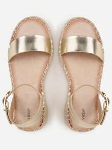 VICES Sandals With Thick Braided Sole And Ankle Strap - Gold - View 6