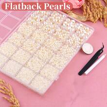 11000颗平底珍珠（象牙色/米色），适用于手工工艺品，尺寸多样，2/3/4/5/6/8/10毫米，半珍珠，闪亮珠子，适合DIY工艺品、服装、玻璃器皿、鞋子、织物、装饰品。 - 多色 - 查看 5