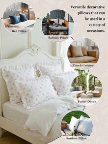 HONEYMOON 1 pieza Funda de almohada de encaje floral rosa, suave y transpirable, sin relleno de almohada, adecuada para decoración del hogar casual, sofá interior, dormitorio, residencia estudiantil, ropa de cama. Lavable a máquina, adecuada para todas las estaciones. El regalo de primera elección para familiares y amigos, esencial para la temporada de regreso a la escuela, certificado OEKO-TEX. - Multicolor - Ver 7