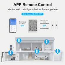 WiFi Smart Temperature & Humidity Monitor Set – 1 Display + 3 Sensors, Wireless 433MHz, APP Remote Viewing, Works With Alexa, Data Storage & Export, Temperature/Humidity Alarm, Smart Scene Automation, Weather Station Function, For Home Greenhouse Wine Cellar - Multicolor - View 3