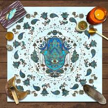 1 pieza Paño de altar misterioso con diseño de sol y luna, gato misterioso, paño de altar misterioso, paño para lectura de tarot, mantel con diseño de luna y plantas florales, decoración, tarot, gato, arcanos mayores - Multicolor - Ver 5