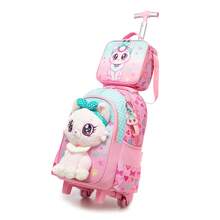 Girls 3-Piece Rolling Backpack Set, With Wheels School Bag, Crossbody Bag And Pencil Case - Girls' Rolling Bag - View 8