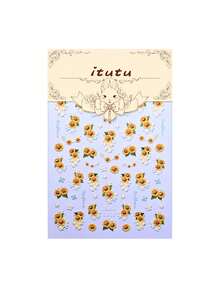 1/2pcs 3D Embossed Gold Sunflower & Bow Nail Art Stickers, Nail Salon Design Decor, DIY Nail Art Supplies - Multicolor - View 9