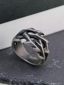 1 pieza Anillo de acero inoxidable de estilo punk, regalo genial para amigos - color acero - Ver 9