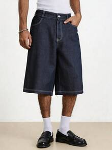 Men's Casual Loose Straight Leg Shorts With Belt Loops, Versatile Daily Wear - Multicolor - View 4