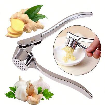 1pc Garlic Press Multifunctional Home Use, Stainless Steel Manual Garlic Chopper, Ginger, Pepper, Onion, Salad Kitchen Gadgets, Easy To Press And Clean, Home Kitchen Gadgets, Kitchen Tools, Portable Garlic Press For Camping, BBQ, Restaurant, Metal Garlic Crusher, Washable Garlic Crusher, Father's Day, Mother's Day, Wedding Season Gift