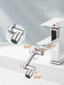 Vòi nước tay xoay bằng thép không gỉ 304, xoay 360°, thiết kế chống bắn nước, bộ chuyển đổi đa chức năng - dùng cho nước uống, bao gồm dụng cụ lắp đặt cho nhà bếp, phòng tắm, nhà vệ sinh, đầu ra đa chức năng | Thiết kế thời trang | Phụ kiện chất lượng cao - Nhiều màu - Xem 4