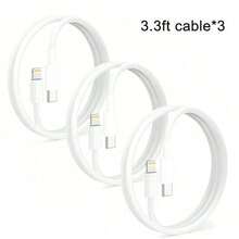 MFIGIGK1-3 件装 PD 30W 快充 3.3 英尺/6.6 英尺高效数据传输快充线，兼容 14 Pro Max/14 Pro/14 Plus/14/13/12/11/XS/XR/8/7/6 系列快充线，兼容 14 Pro Max、14 Pro、14 Plus、13 Pro Max、13 Pro、13、12 Pro、12、11、XS、XR、8 Plus、8、7、6、5、SE，适用于 iPad Lightning Nan，通过 MFi 认证 - 白色 - 查看 16