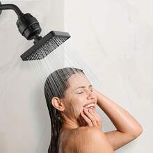 Cabezal de ducha de lluvia de alta presión de 6 pulgadas con sistema de filtración de 15 niveles, solo para uso en la ducha - Conjunto de dos piezas - Ver 6