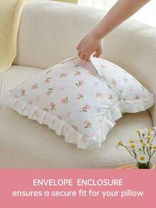 HONEYMOON 1 pieza Funda de almohada de encaje floral rosa, suave y transpirable, sin relleno de almohada, adecuada para decoración del hogar casual, sofá interior, dormitorio, residencia estudiantil, ropa de cama. Lavable a máquina, adecuada para todas las estaciones. El regalo de primera elección para familiares y amigos, esencial para la temporada de regreso a la escuela, certificado OEKO-TEX. - Multicolor - Ver 6