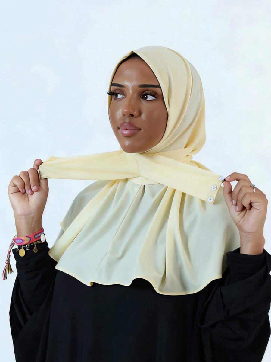 1 chiếc mũ trùm đầu Hijab thời trang, thanh lịch, kiểu dáng cổ điển tối giản, chất liệu vải jersey mềm mại, thoáng khí, thân thiện với da, vành dài, đa năng, phù hợp cho sinh hoạt hàng ngày, lễ hội, tụ họp, cầu nguyện, đi biển, kỳ nghỉ, phụ kiện, đồ dùng cần thiết khi đi du lịch.