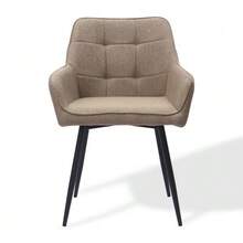 Dining Chairs With Button Tufting & High Armrests | 2-Piece Comfort Set - Khaki - View 8