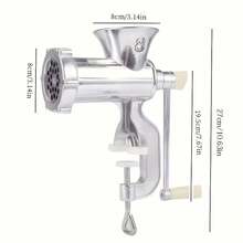 IAGREEA Portable Manual Meat Grinder - Hand Crank Food Chopper Suitable For Beef, Garlic, Pepper, Nuts And Wheatgrass Juicing (Requires Filtering Juice And Residue), Non-Electric, Suitable For Camping And Kitchen - Silver - View 9