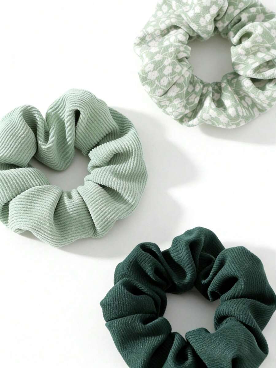 3 chiếc dây buộc tóc satin màu xanh lá cây kiểu Pháp cổ điển, phụ kiện tóc hoa mùa xuân/hè mới, dây buộc tóc hoa mềm mại, phụ kiện tóc thời trang hàng ngày, phụ kiện ngày lễ, dây buộc tóc đuôi ngựa, dây chun buộc tóc, dây buộc tóc co giãn. - Nhiều màu - Xem 1