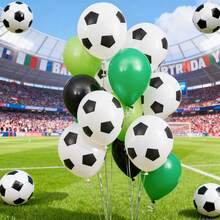 13 piezas Juego de globos de látex de 12 pulgadas con tema de fútbol verde para fiesta - Ver 7