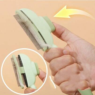 Cepillo de aseo para mascotas de autolimpieza - Cepillo especializado para gatos y perros para eliminar el pelo suelto, limpiar y desenredar, con dientes densos y diseño ahorquillado