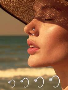 1 chiếc khuyên mũi hạt bạc S925 - Tinh tế và đa năng. Món quà lý tưởng cho Ngày Valentine hoặc sinh nhật, cũng là lựa chọn tuyệt vời dành cho mẹ, bạn gái và bạn thân. - Vòng mũi đơn - Xem 4