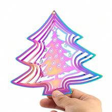 Gradient Christmas Tree Wind Spinner Stainless Steel Whirligig Wind Chimes Suncatcher Garden Hanging Sculptures Windmill Wedding Window Decor With Swivel Hook - Christmas Tree - View 7