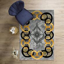 Tapis de couloir et tapis de zone imprimés numériquement, antidérapants et lavables avec motif encadré | Styles modernes, scandinaves, bohèmes et classiques | 100% polyester | FABRIQUÉ EN TURQUIE - Jaune citron - Voir 8
