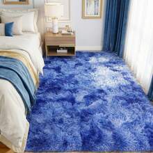 Shaggy Area Rugs For Living Room, Fluffy Soft Plush Rugs For Bedroom, Bathroom, Shaggy Indoor Fluffy Rug, Indoor Floor Carpet Home For Decor Aesthetic, Upgrade Non-Slip Backing, Ideal Gift For Mother's Day Housewarming, Easter, Dry Clean Only, Blcak - Màu xanh nhuộm loang - Xem 1