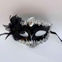 [Duzhou]5/1pc Women's Elegant Feather Masquerade Mask, Half Face Mask ...
