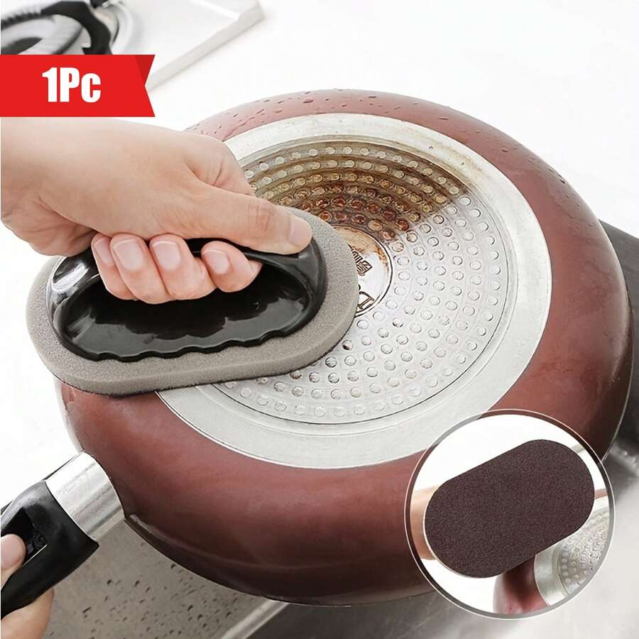 Miếng cọ rửa bằng bọt biển mạ vàng có tay cầm bằng nhựa, bàn chải vệ sinh nhà bếp đa năng, dụng cụ cọ nồi có thể tái sử dụng.