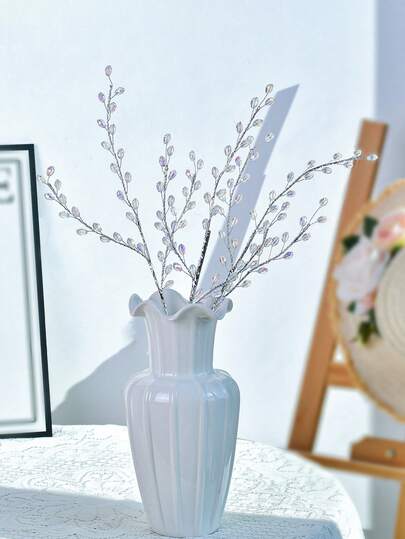 1 cành hoa giả lấp lánh như pha lê, hoa giả sống động như thật để trang trí bình hoa, cắm hoa sáng tạo, thích hợp cho trang trí đám cưới, bó hoa ngày lễ, trang trí bàn nhà.