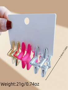Juego de 6 piezas. Pendientes geométricos de mujer con forma de arco, elegantes y versátiles, de peso ligero. Adecuados para uso diario, fiestas, regalos de festivales. - Multicolor - Ver 2