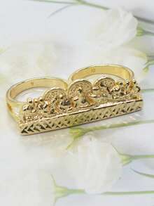 1pc Fashion Hip-Hop The Last Supper Gold Knuckle Ring, Retro Hip-Hop Street Style Religious Jewelry Accessory Suitable For Men & Women, Best Jewelry/Thanksgiving/Easter/Valentine's Day/Christmas/Anniversary/Birthday Gift For Boyfriend - Yellow - View 5