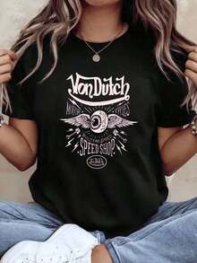 Van Dutch Motor Cycles Built For Speed Speed Shop T Shirt Women Casual Graphic Tee Streetwear Fashion Top, 220g2026 New Summer Casual Cotton T-Shirt - màu đen - Xem 2