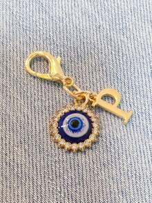 1pc Initial Letter Blue Evil Eye Rhinestone Keychain - Symbolic Gift, Protection And Good Luck - Fashion Accessory, Suitable For Car Keys/Bag Pendant, Ideal Holiday Gift Accessory - Multicolor - View 25