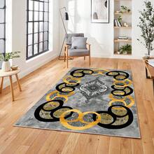Tapis de couloir et tapis de zone imprimés numériquement, antidérapants et lavables avec motif encadré | Styles modernes, scandinaves, bohèmes et classiques | 100% polyester | FABRIQUÉ EN TURQUIE - Jaune citron - Voir 4