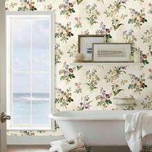 Floral Wallpaper Peel And Stick Vintage Floral Contact Paper Beige Flower And Leaf Wallpaper Removable Self Adhesive Wildflower Decor For Bedroom Cabinets Countertop Vinyl Thicken - 1pc - View 3