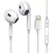 Lightning Wired Earphones, Compatible With IPhone 14/13/12/11/XR/XS/X/8/7/SE/Pro/Pro Max, With Built-In Remote Control For Music, Call And Volume, In-Ear Headphones With Lightning Connector, Hands-Free Calling, Track Control, Built-In Microphone - View 1