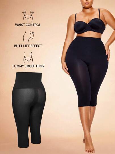 Cravure Plus Size Shaping High-Waisted Shapewear Carpi Legging Full Body Shaper Butt Lifter-Tummy Waist Thigh Control