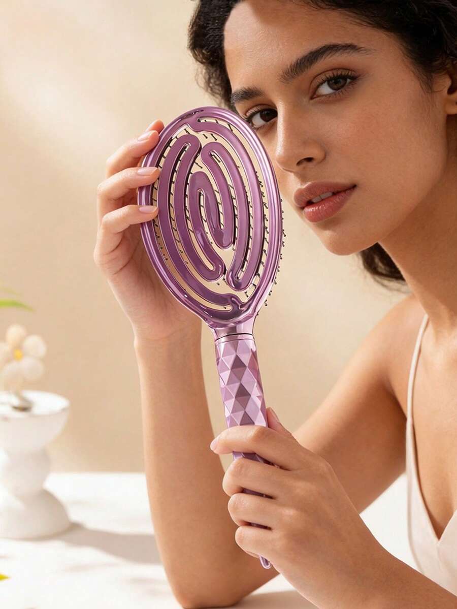 Lược chải tóc cầm tay cỡ lớn đa năng, chất liệu ABS mạ điện, lược rỗng, lược massage tạo kiểu tóc unisex, bao bì sang trọng, thích hợp làm quà tặng, mùa hè, kỳ nghỉ, du lịch.