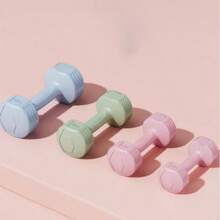 1对女士专用哑铃，家用健身瑜伽器材，圆头沙填充橡胶包覆小哑铃 - 粉色 - 查看 2