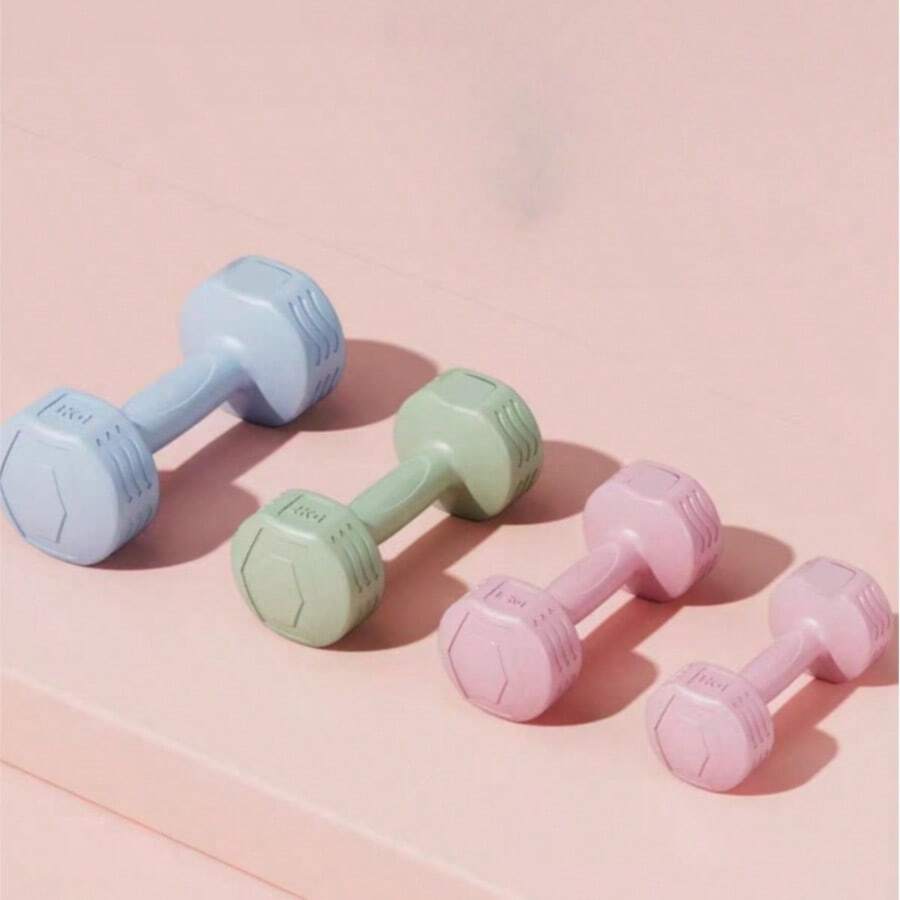 1对女士专用哑铃，家用健身瑜伽器材，圆头沙填充橡胶包覆小哑铃
