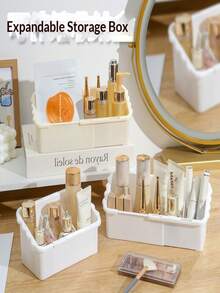 Kotak Penyimpanan Makeup yang Dapat Diatur, Organizer Perawatan Kulit & Kosmetik, Baki Kompartemen Meja - A - View 1