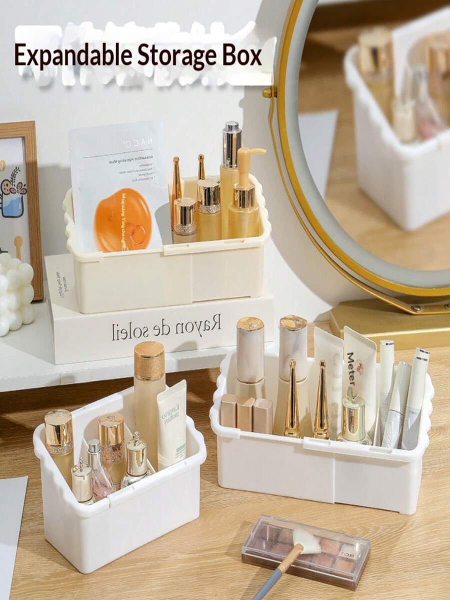 Kotak Penyimpanan Makeup yang Dapat Diatur, Organizer Perawatan Kulit & Kosmetik, Baki Kompartemen Meja - A - View 1