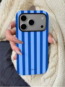 1 Piece Blue Striped Print Design Phone 17 Pro Max Case, Suitable For Phone 16 Pro Max, 15 Pro Max, 14 Pro Max, Korean Stylish And Interesting Phone Case, Compatible With 11/12/13/14/15/16 Pro Max Plus, Elegant Design Suitable For Both Men And Women, Ideal Gift For Girlfriend On Christmas, Valentine's Day, Easter, Wedding Season And Birthday - 藍色 - 查看 7