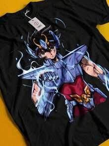 Camiseta Saint Seiya Caballeros del Zodíaco Hyoga Ikki Shun Anime Manga Unisex (3) - Negro - Ver 9
