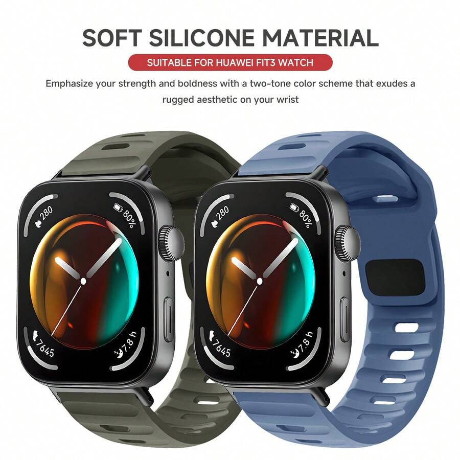 1 Dây đeo thoáng khí tương thích với đồng hồ Watch Fit 3, dây đeo thể thao tương thích với Watch Fit3/4/4Pro, vòng đeo tay silicon có thể thay thế.