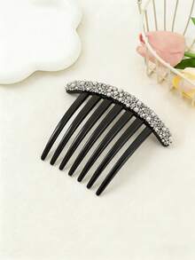 梳子，水钻发梳，简约优雅刘海发髻梳，多功能头饰，珍珠水钻梳，高贵发饰，7齿梳，夏季，假日，旅行 - 黑色 - 查看 9