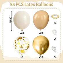 Gold & Beige Balloons, 55pcs 10-Inch Neutral Sand White Nude Apricot Balloons, Cream Metallic Gold Foil Confetti Balloons, Suitable For Bohemian Wedding, Baby Shower, Bridal Shower, Birthday, Engagement Party Decoration - A-1 - View 2
